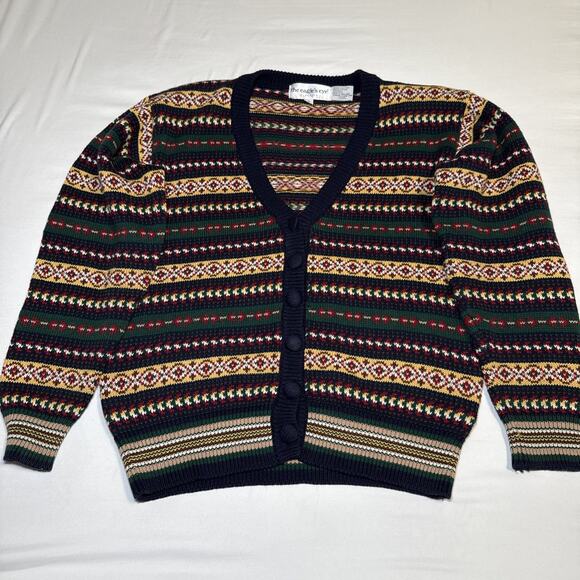 Vtg Eagles Eye Classics Cardigan Sweater Colorful Fair Isle Striped Small EUC - Picture 1 of 13